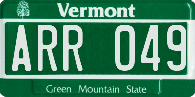 VT license plate ARR049