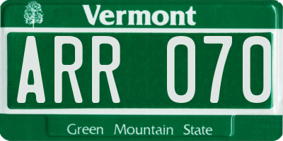 VT license plate ARR070