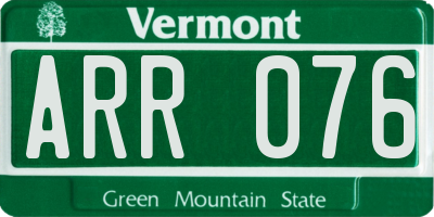 VT license plate ARR076