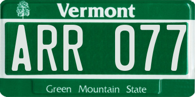 VT license plate ARR077