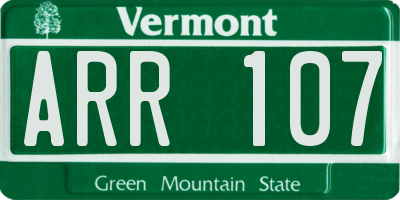 VT license plate ARR107
