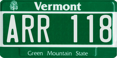 VT license plate ARR118