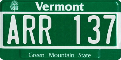 VT license plate ARR137
