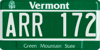 VT license plate ARR172