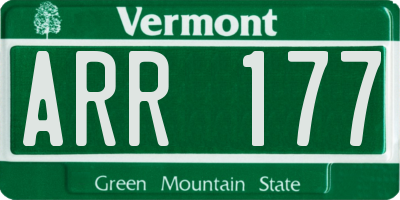 VT license plate ARR177