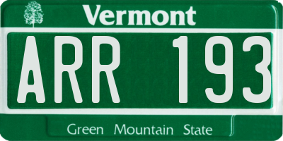 VT license plate ARR193
