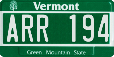 VT license plate ARR194