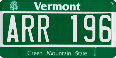 VT license plate ARR196