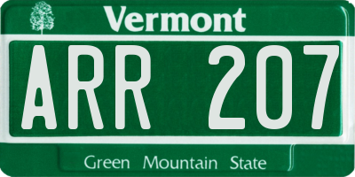 VT license plate ARR207