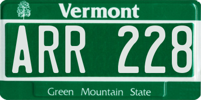 VT license plate ARR228