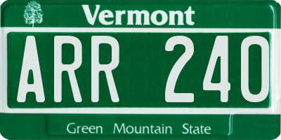 VT license plate ARR240