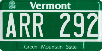 VT license plate ARR292