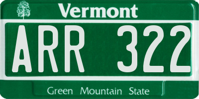 VT license plate ARR322