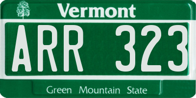 VT license plate ARR323