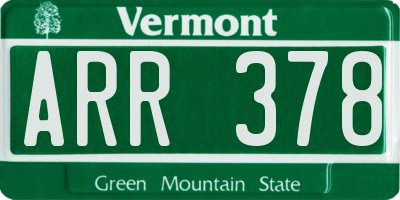 VT license plate ARR378