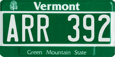 VT license plate ARR392