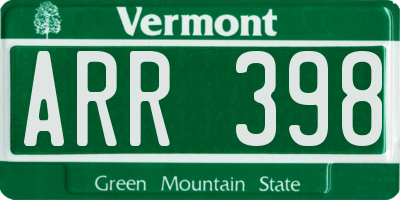VT license plate ARR398