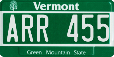 VT license plate ARR455