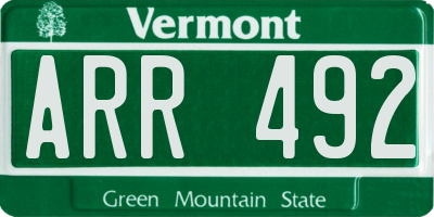 VT license plate ARR492