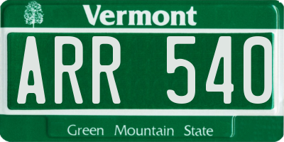 VT license plate ARR540