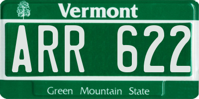 VT license plate ARR622