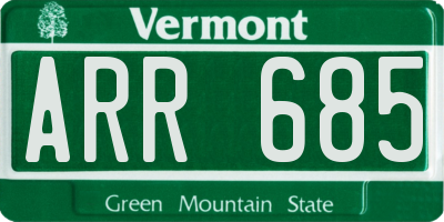 VT license plate ARR685