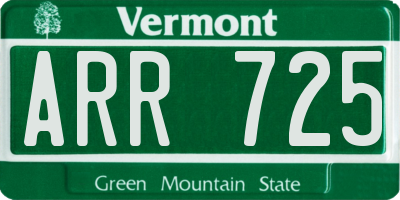 VT license plate ARR725