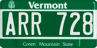 VT license plate ARR728