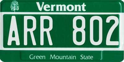VT license plate ARR802