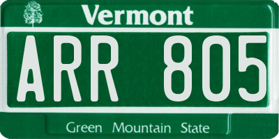 VT license plate ARR805