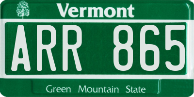 VT license plate ARR865