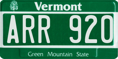VT license plate ARR920