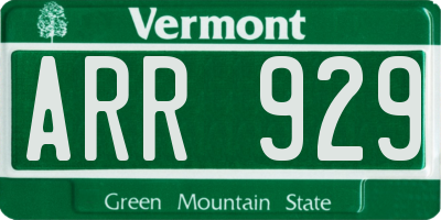 VT license plate ARR929