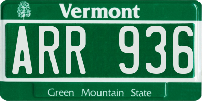 VT license plate ARR936