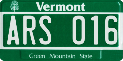 VT license plate ARS016
