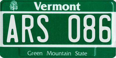 VT license plate ARS086