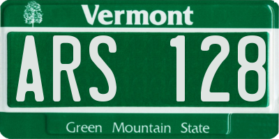 VT license plate ARS128