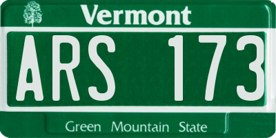 VT license plate ARS173