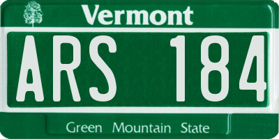 VT license plate ARS184