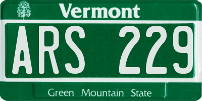 VT license plate ARS229