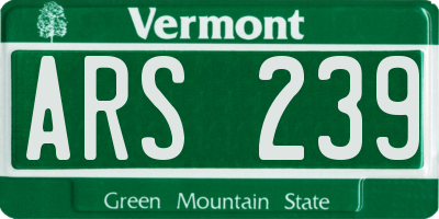 VT license plate ARS239