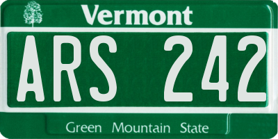 VT license plate ARS242
