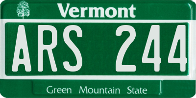 VT license plate ARS244