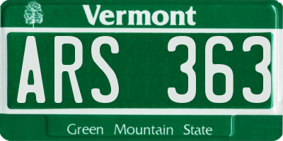 VT license plate ARS363