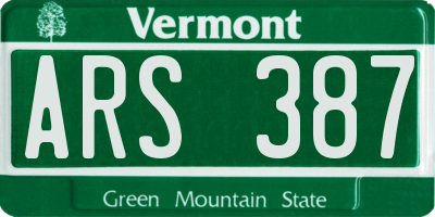 VT license plate ARS387