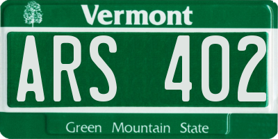 VT license plate ARS402