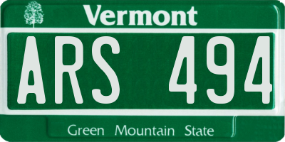 VT license plate ARS494