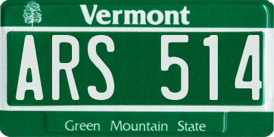 VT license plate ARS514