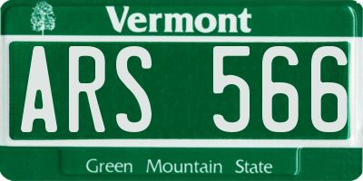 VT license plate ARS566