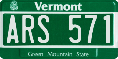 VT license plate ARS571